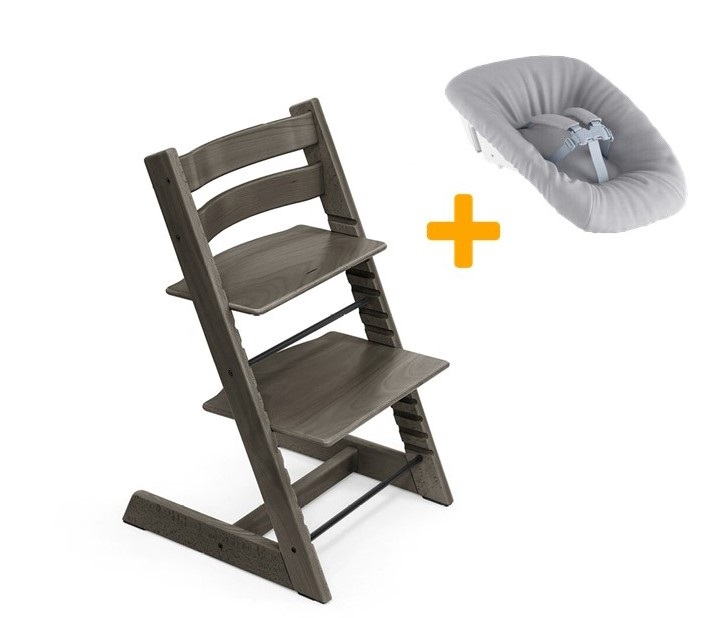 Set STOKKE Tripp Trapp Jedálenská stolička + Newborn set - Hazy grey