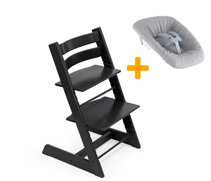 Set STOKKE Tripp Trapp Jedálenská stolička + Newborn set - Black