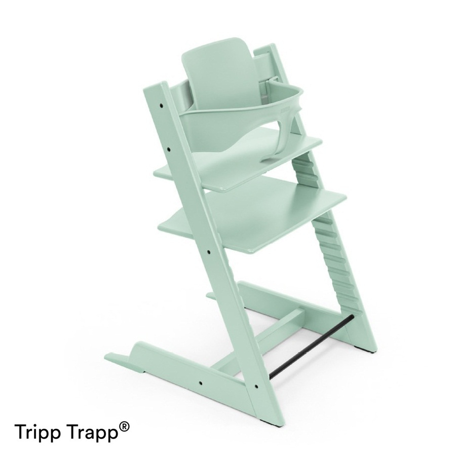 Set STOKKE Tripp Trapp Jedálenská stolička Soft Mint, Baby set Soft Mint, Pultík White
