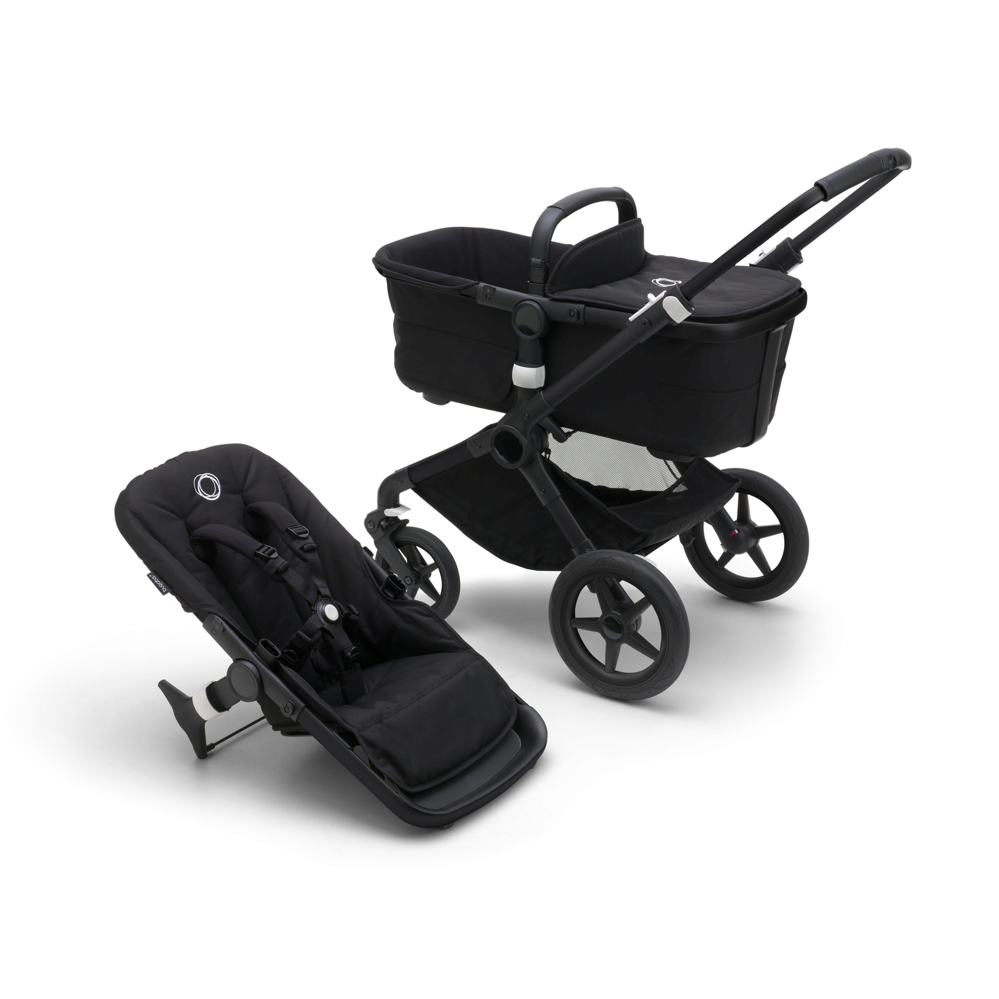 2. kombinácia BUGABOO Fox 3 - Podvozok Black / Midnight Black - BEZ STIEŠKY