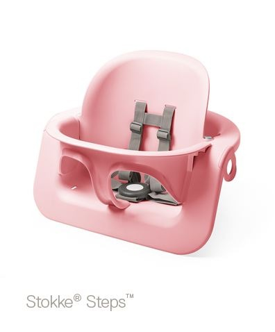 Set STOKKE Steps Jedálenská stolička White/ Natural, Baby set Pink + Pultík White