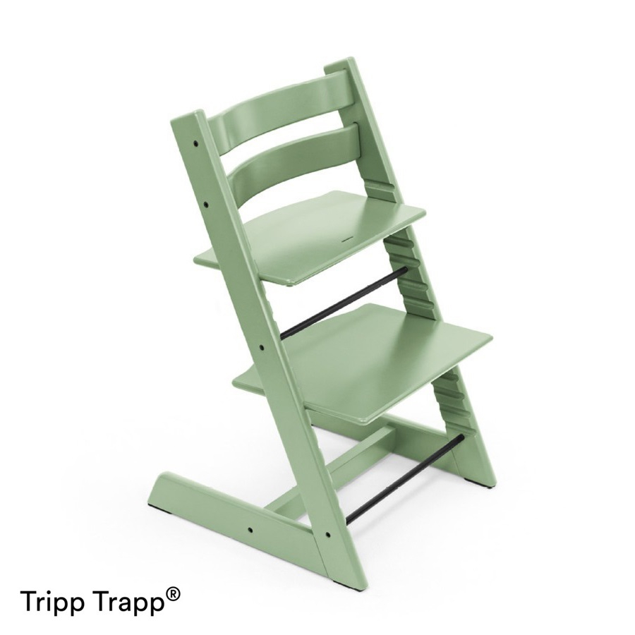 Set STOKKE Tripp Trapp Jedálenská stolička Moss Green, Baby set Moss Green, Pultík White