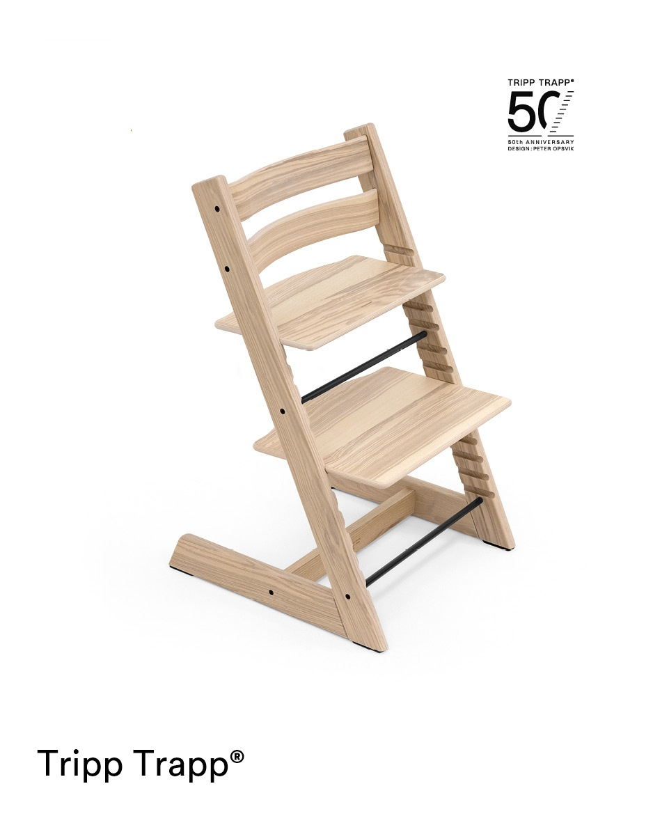 Jedálenská stolička Stokke Tripp Trapp Limitovaná edícia k 50. výročiu Ash Mixedl, Baby set Natural, Pultík White