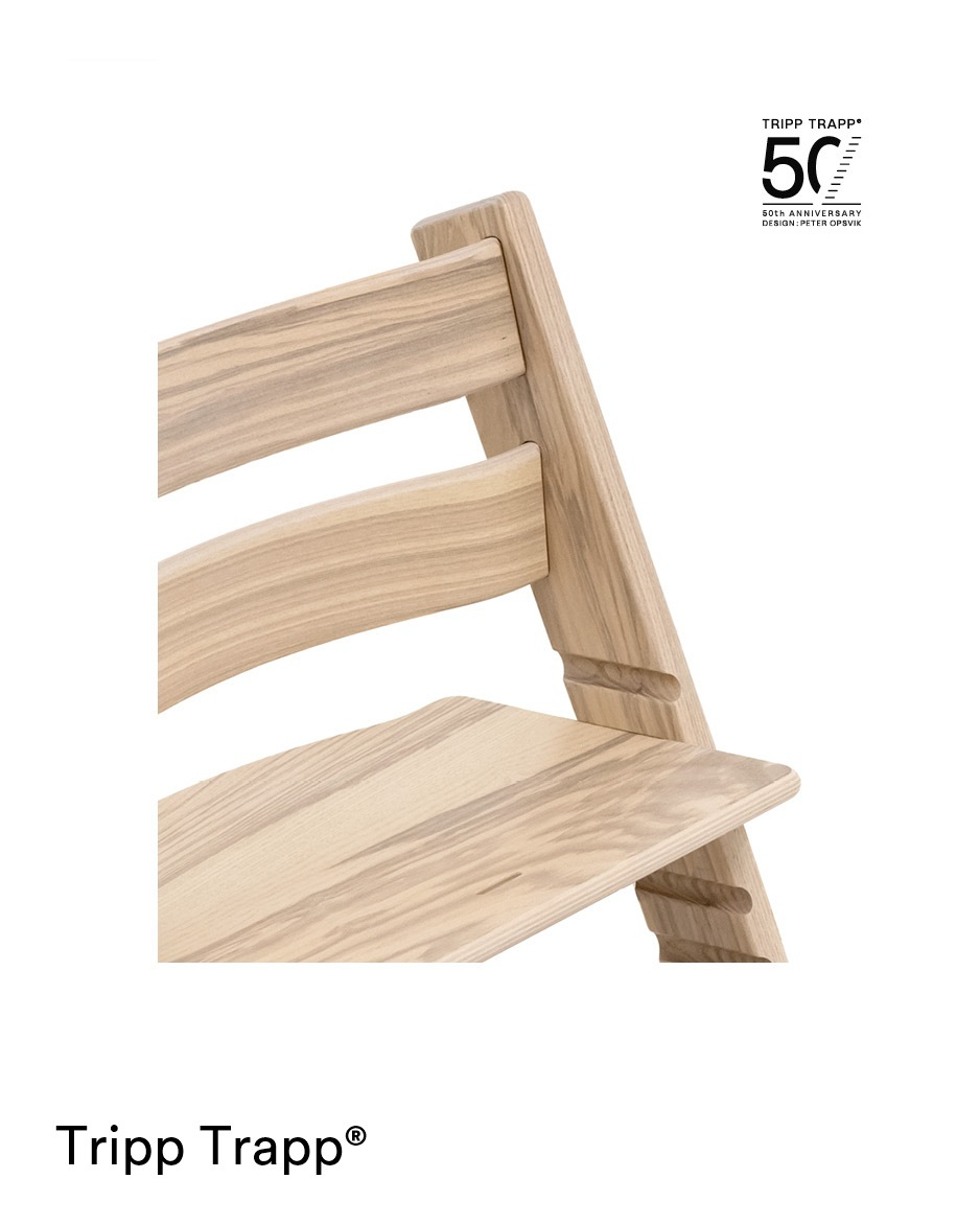 Jedálenská stolička Stokke Tripp Trapp Limitovaná edícia k 50. výročiu Ash Mixedl, Baby set Natural, Pultík White