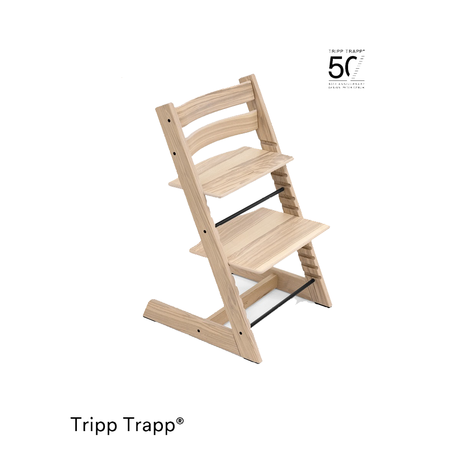 Jedálenská stolička Stokke Tripp Trapp Limitovaná edícia k 50. výročiu Ash Mixedl, Baby set Natural, Pultík White
