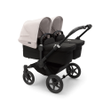 Kočík pre dvojičky BUGABOO Donkey 5 Twin Podvozok Black striešky, set textílií MIDNIGHT BLACK strieška misty white