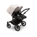 Kočík pre dvojičky BUGABOO Donkey 5 Twin Podvozok Black striešky, set textílií MIDNIGHT BLACK strieška misty white