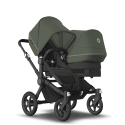 Súrodenecký kočík BUGABOO Donkey 5 Duo Podvozok Black , set textílií Midnight Black striešky Forest Green