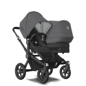 Súrodenecký kočík BUGABOO Donkey 5 Duo Podvozok Black , set textílií Midnight Black striešky Grey Melange