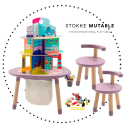 STOKKE MuTable Set veľký ( stolík, 2x stolička, nádoba na ceruzky, odkladacie vrecúško, dom pre hrdinu, nábytok do domu hrdinu )