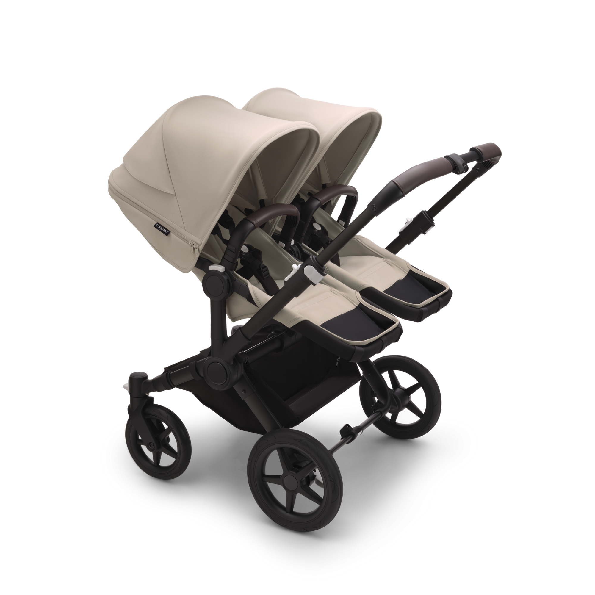 Súrodenecký kočík BUGABOO Donkey 5 Duo Podvozok Black striešky, set textílií DESERT TAUPE