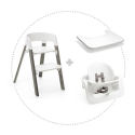 Set STOKKE Steps Jedálenská stolička White/ Hazy Grey, Baby set White + Pultík White