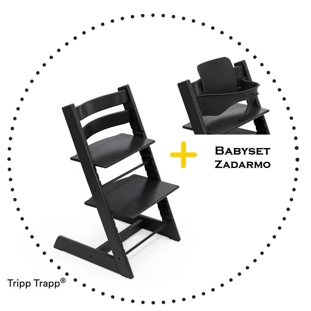 Jedálenská stolička STOKKE Tripp Trapp Black + Babyset V2 zadarmo