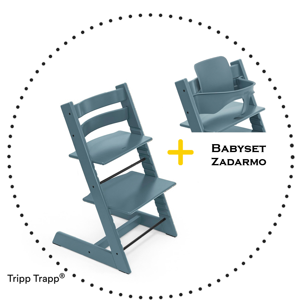 Jedálenská stolička STOKKE Tripp Trapp Fjord Blue + Babyset V2 zadarmo