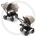 Súrodenecký kočík BUGABOO Donkey 5 Duo Podvozok Black striešky, set textílií DESERT TAUPE