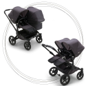 Súrodenecký kočík BUGABOO Donkey 5 Mineral Duo Podvozok Black striešky, set textílií WASHED BLACK