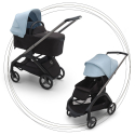 2 kombinácia BUGABOO Dragonfly - GRAPHITE / MIDNIGHT BLACK strieška SKYLINE BLUE hlboká vanička MIDNIGHT BLUE