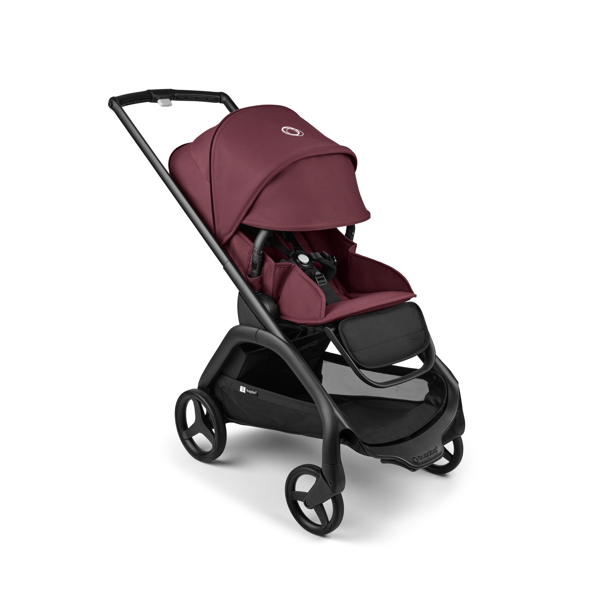 2 kombinácia BUGABOO Dragonfly - BLACK / DARK CHERRY strieška DARK CHERRY, hlboká vanička DARK CHERRY