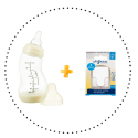 DIFRAX Fľaša natural + Cumlík na flašu Natural S 2 ks