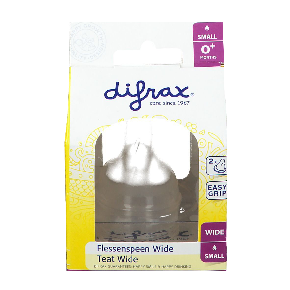 DIFRAX Fľaša wide natural + Cumlík na flašu wide natural L 2 ks + wide natural S 2 ks