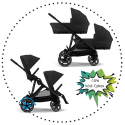 Kočík pre dvojičky e-Gazelle S - Moon black
