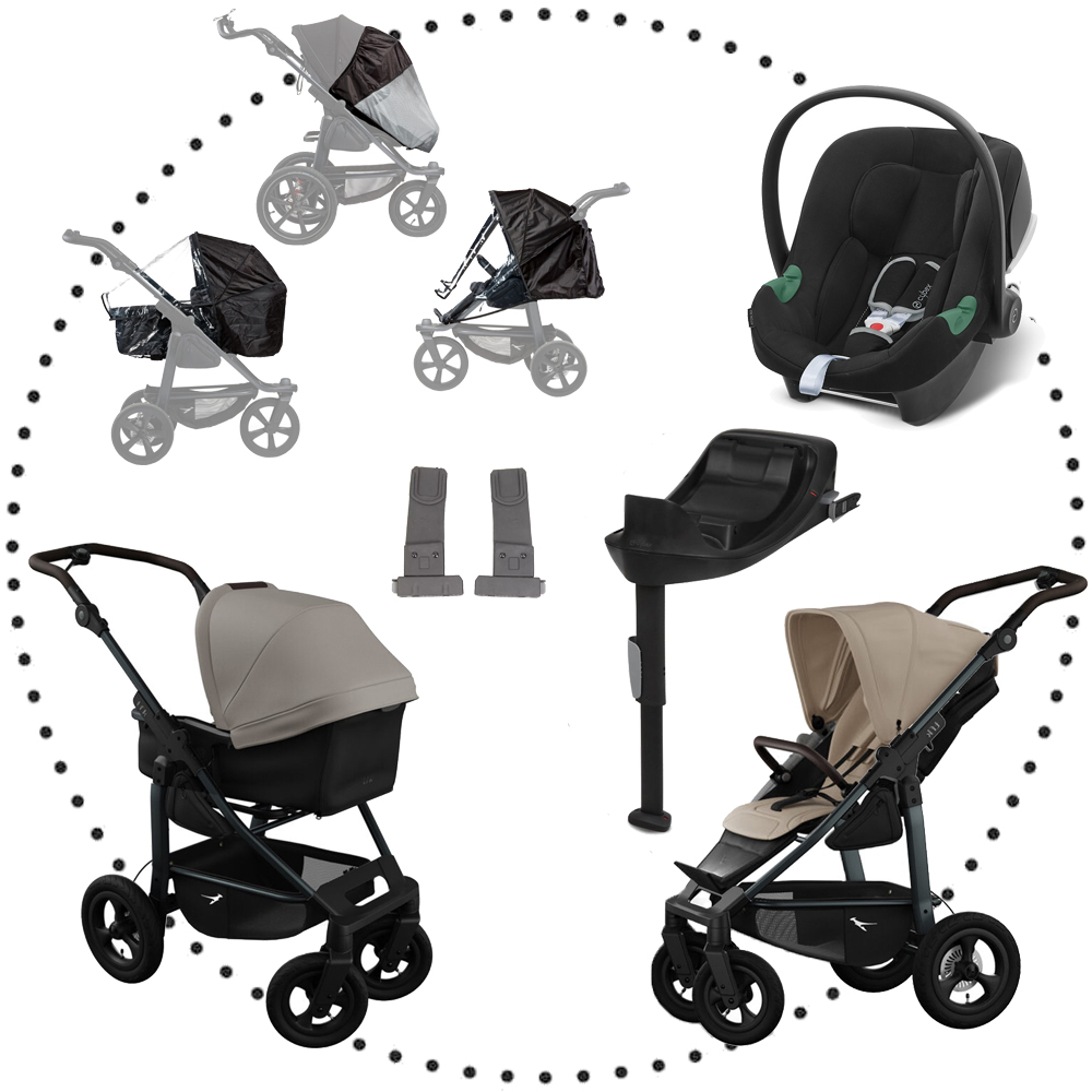 Podvozok TFK Mono 4 air + vanička kombi , XXL športové sedadlo sand + Cybex B2 i-size + Base One + doplnky