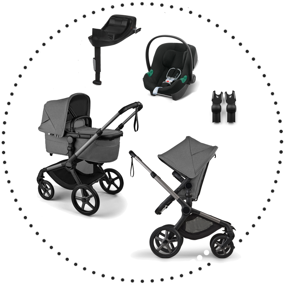 BUGABOO Fox 5 Renew Moon grey + Autosedačka CYBEX Aton B2 i-Size + Base One - Volcano Black + adaptery